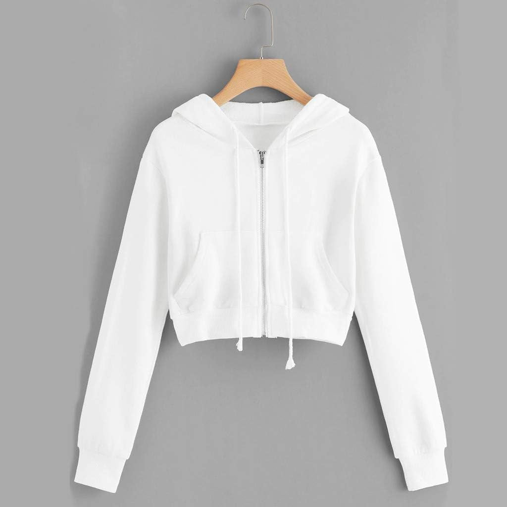 Crop Tops Hoodies for Women Teen Girls Casual Zip up Long Sleeve Sweatshirt