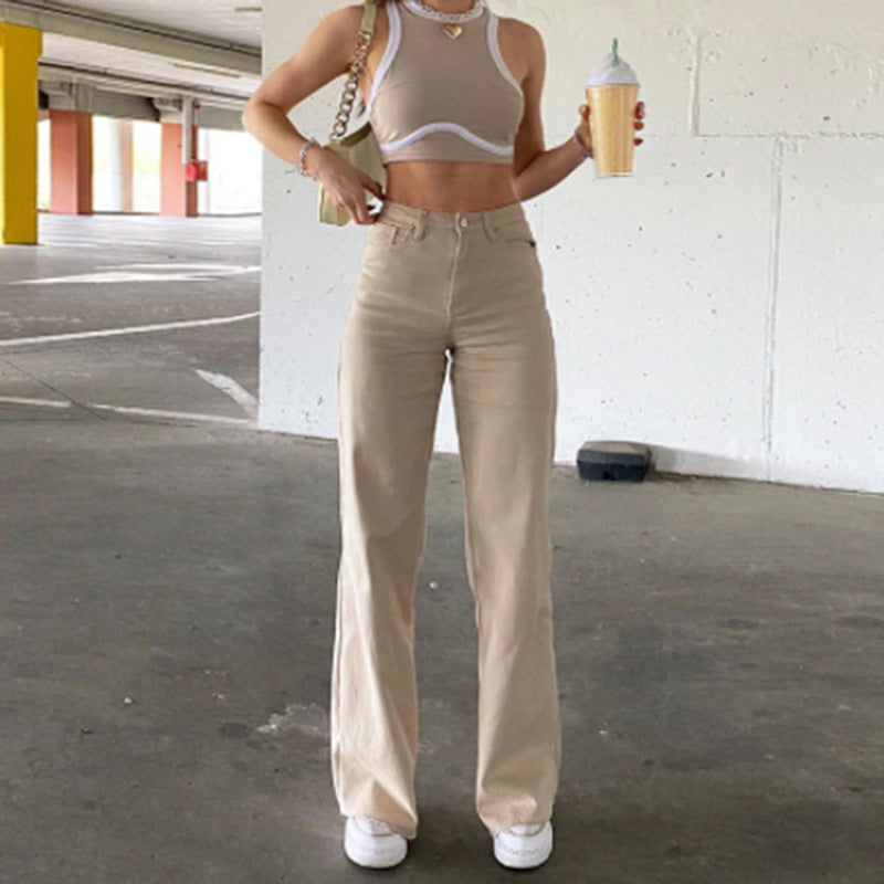 Spice Girl Style High Waist Slim Jeans Bell Bottoms